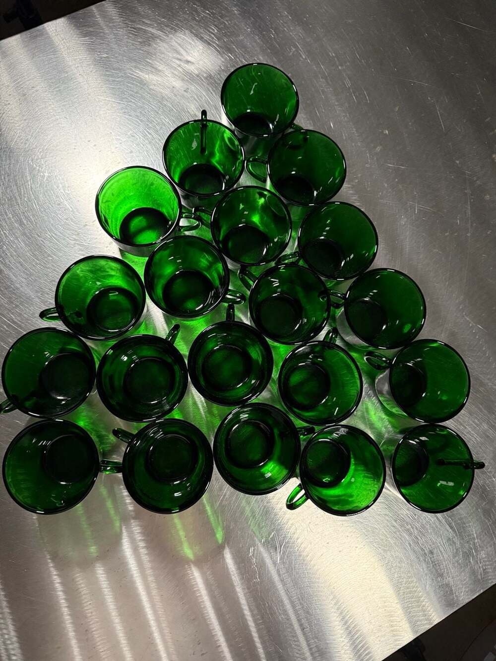 Vintage Anchor Hocking Forest Green Glass Punch Cups - Set of 21